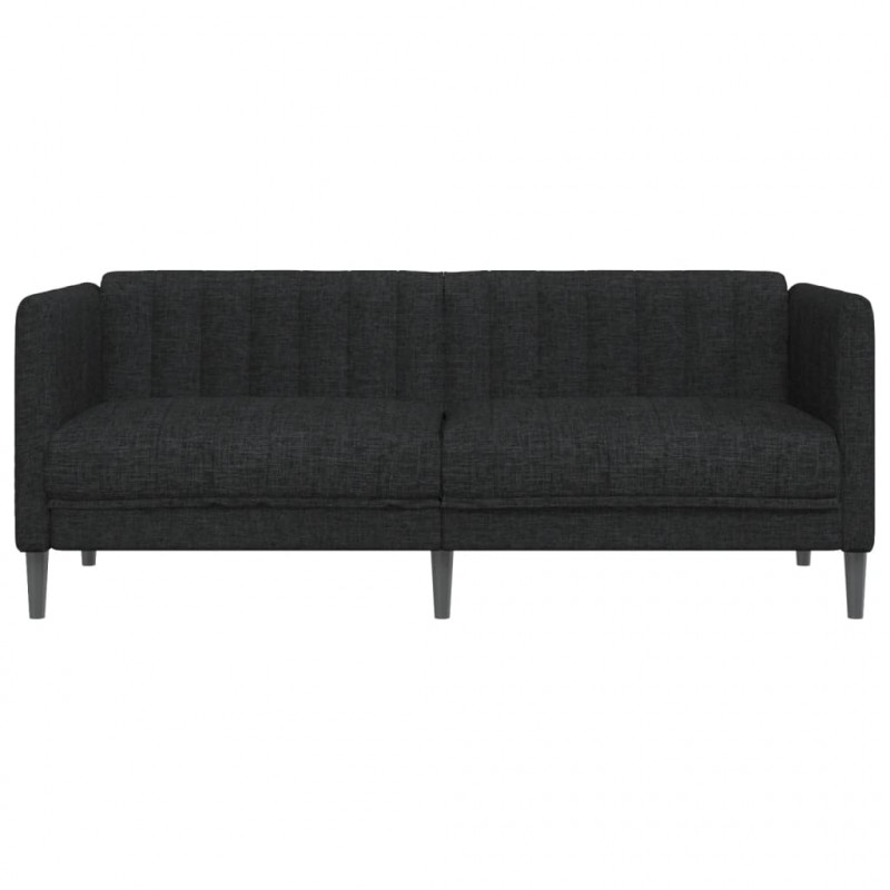 Sofa 2-osobowa, czarna, tapicerowana tkaniną