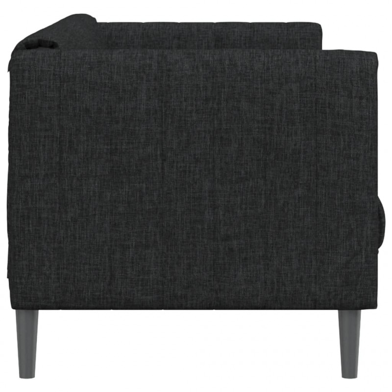 Sofa 2-osobowa, czarna, tapicerowana tkaniną
