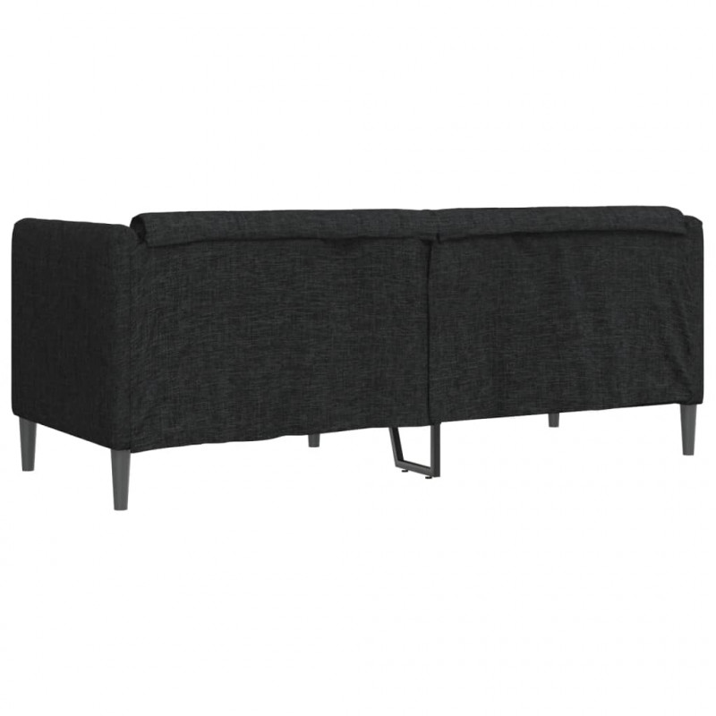 Sofa 2-osobowa, czarna, tapicerowana tkaniną