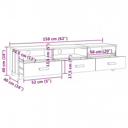 Szafka pod TV HAMAR, jasnoszara, 158x40x40 cm, drewno sosnowe