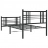 Metalowa rama łóżka z wezgłowiem i zanóżkiem, czarna, 107x203cm