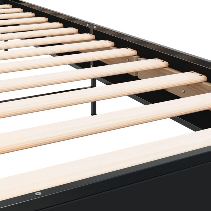 Rama łóżka, czarna, 75x190 cm, materiał drewnopochodny i metal