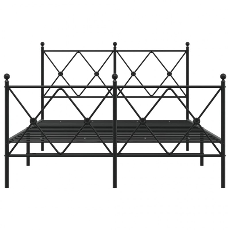 Metalowa rama łóżka z wezgłowiem i zanóżkiem, czarna, 120x200cm