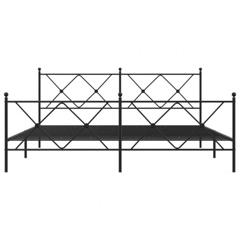 Metalowe łóżko z zanóżkiem, bez materaca, czarne, 180x200 cm