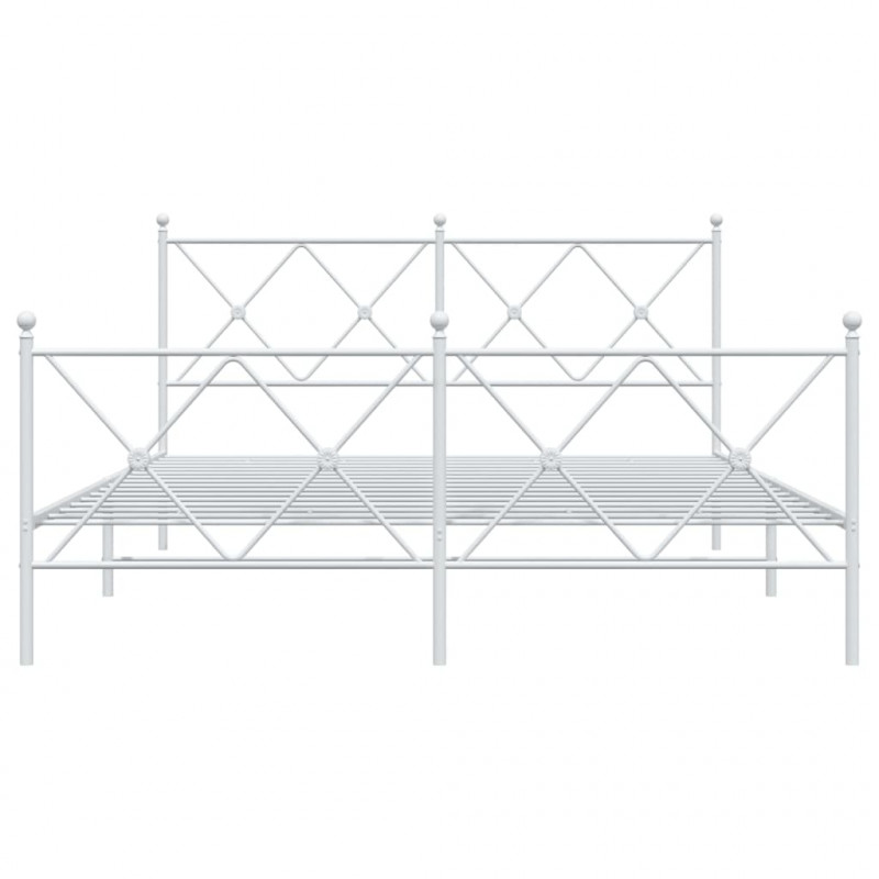 Metalowa rama łóżka z wezgłowiem i zanóżkiem, biała, 160x200 cm
