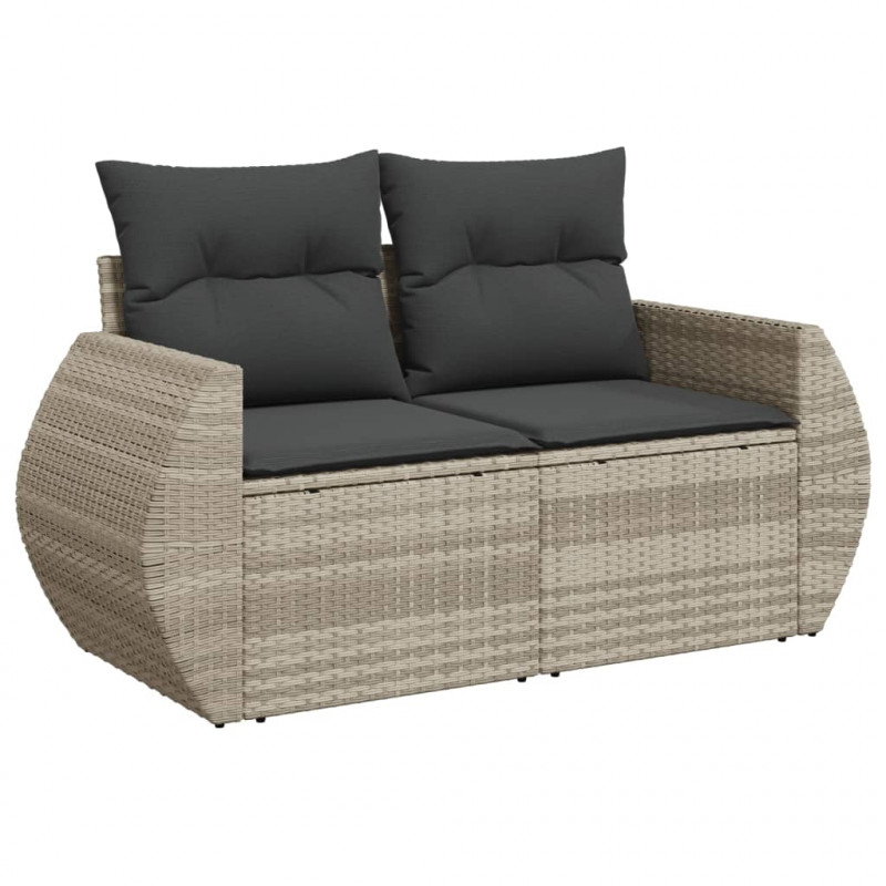 8-cz. zestaw mebli ogrodowych, poduszki, jasnoszary polirattan