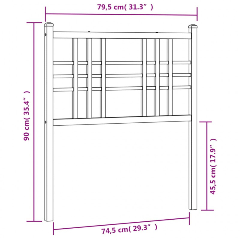 Metalowe wezgłowie, czarne, 75 cm