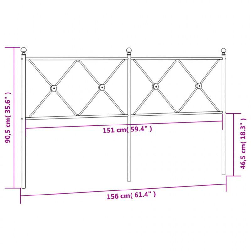 Metalowe wezgłowie, białe, 150 cm