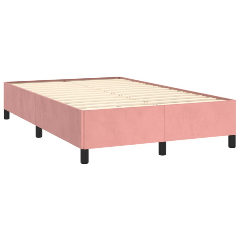 Łóżko kontynentalne z materacem, różowe, 120x190 cm, aksamit