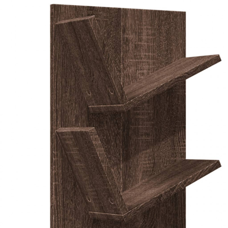 Regał ścienny z 4 półkami, brązowy dąb, 33x16x90 cm