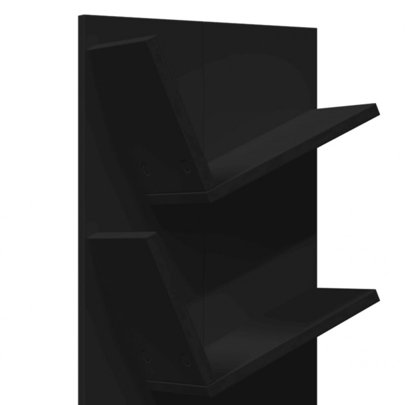 Regał ścienny z 4 półkami, czarny, 33x16x90 cm