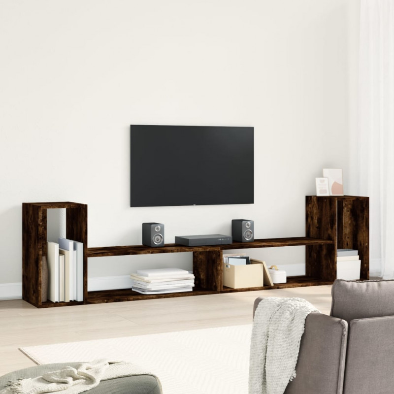 Szafki pod telewizor, 2 szt., przydymiony dąb, 100x30x50 cm