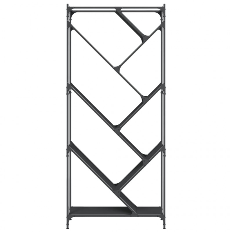 Regał, czarny, 79x30x180 cm, materiał drewnopochodny i metal