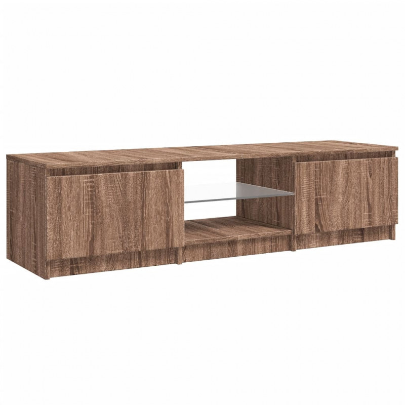 Szafka pod TV, z LED, brązowy dąb, 140 x 40 x 35,5 cm