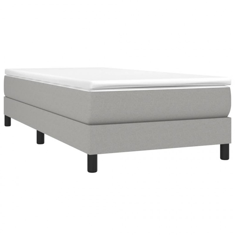 Rama łóżka bez materaca, jasnoszara, 90x200 cm, obita tkaniną