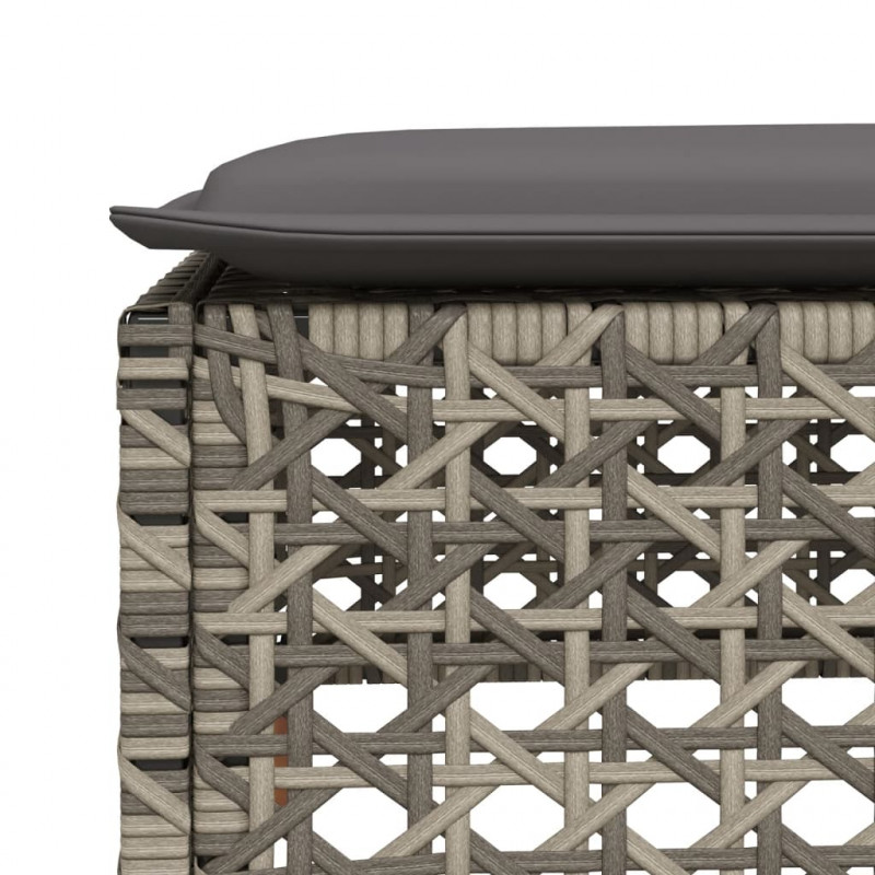 Stołek ogrodowy z poduszką, szary, 63,5x56x32 cm, rattan PE