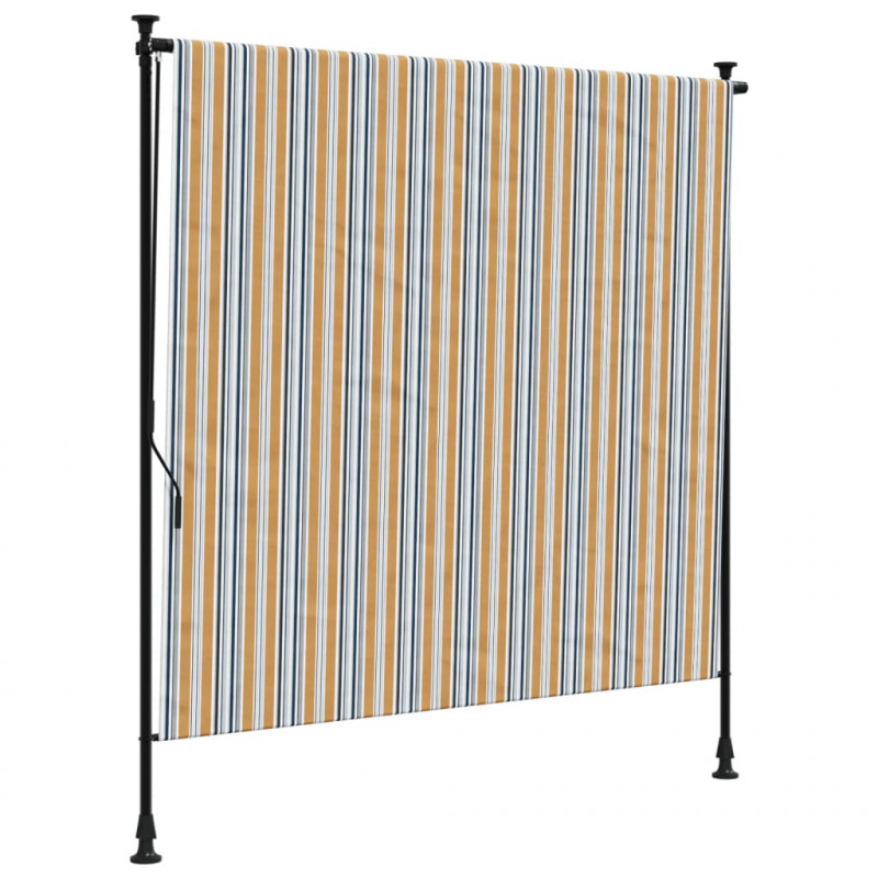 Roleta zewnętrzna, żółto-biała, 150x270 cm, tkanina i stal