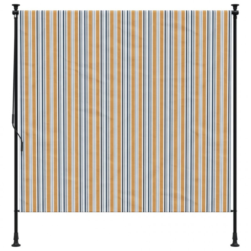 Roleta zewnętrzna, żółto-biała, 150x270 cm, tkanina i stal