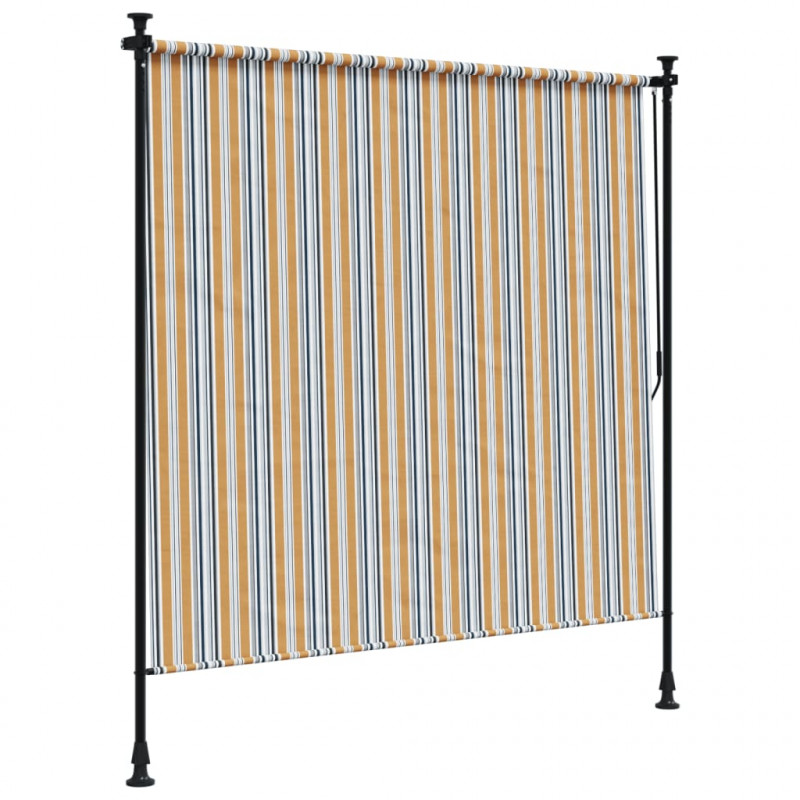 Roleta zewnętrzna, żółto-biała, 150x270 cm, tkanina i stal