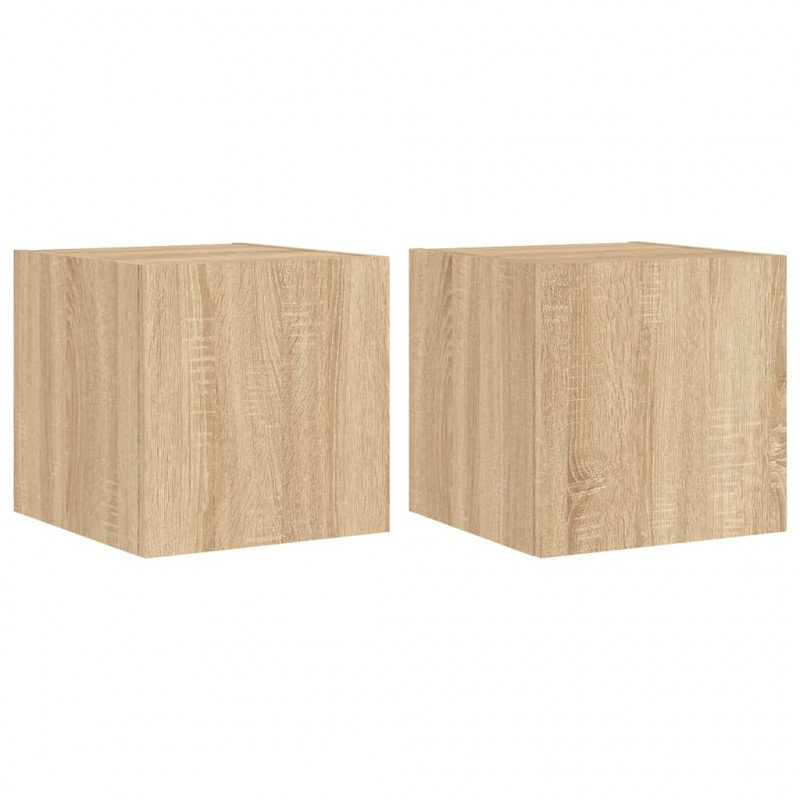 Ścienne szafki TV z LED, 2 szt., dąb sonoma, 30,5x35x30 cm