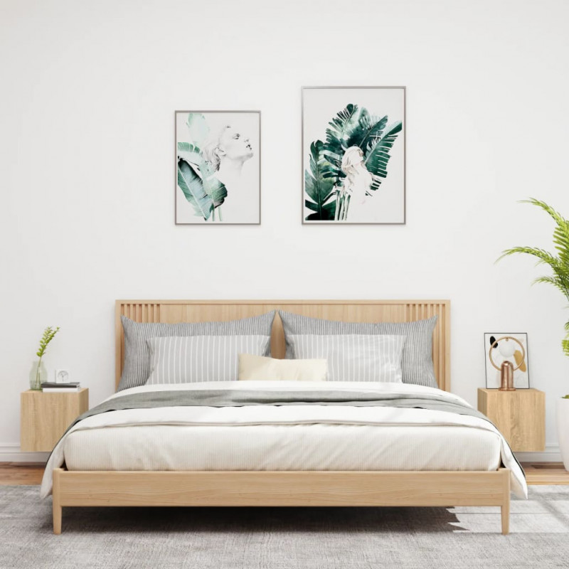 Ścienne szafki TV z LED, 2 szt., dąb sonoma, 30,5x35x30 cm