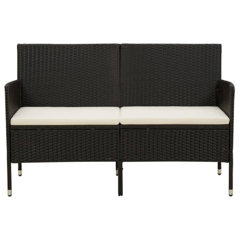 3-osobowa sofa ogrodowa z poduszkami, czarna, polirattan
