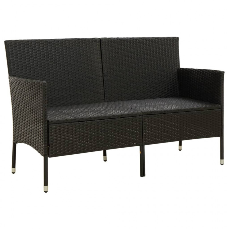 3-osobowa sofa ogrodowa z poduszkami, czarna, polirattan