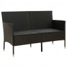 3-osobowa sofa ogrodowa z poduszkami, czarna, polirattan