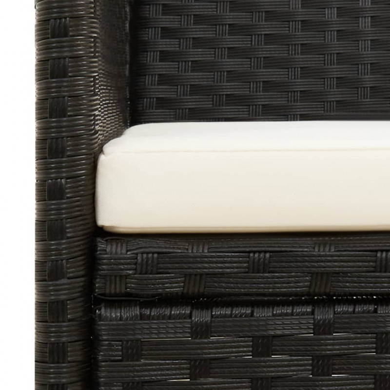 3-osobowa sofa ogrodowa z poduszkami, czarna, polirattan