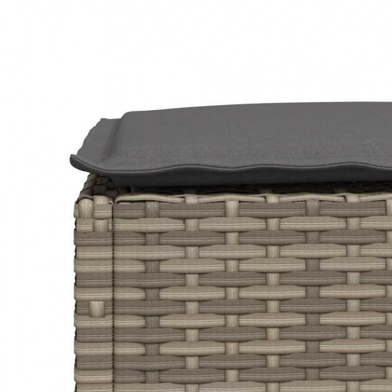 Stołek ogrodowy z poduszką, szary, 63,5x56x32 cm, rattan PE