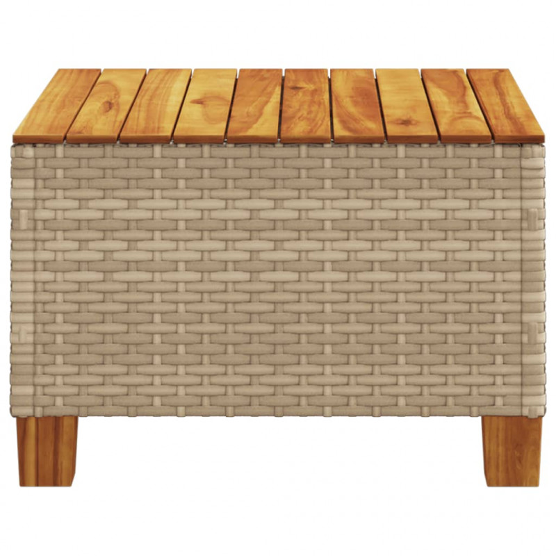 Stolik ogrodowy, beż, 55x55x36 cm, rattan PE i drewno akacjowe