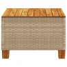 Stolik ogrodowy, beż, 55x55x36 cm, rattan PE i drewno akacjowe