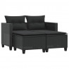 2-osobowa sofa ogrodowa z podnóżkami, czarna, polirattan