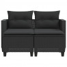 2-osobowa sofa ogrodowa z podnóżkami, czarna, polirattan