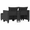 2-osobowa sofa ogrodowa z podnóżkami, czarna, polirattan