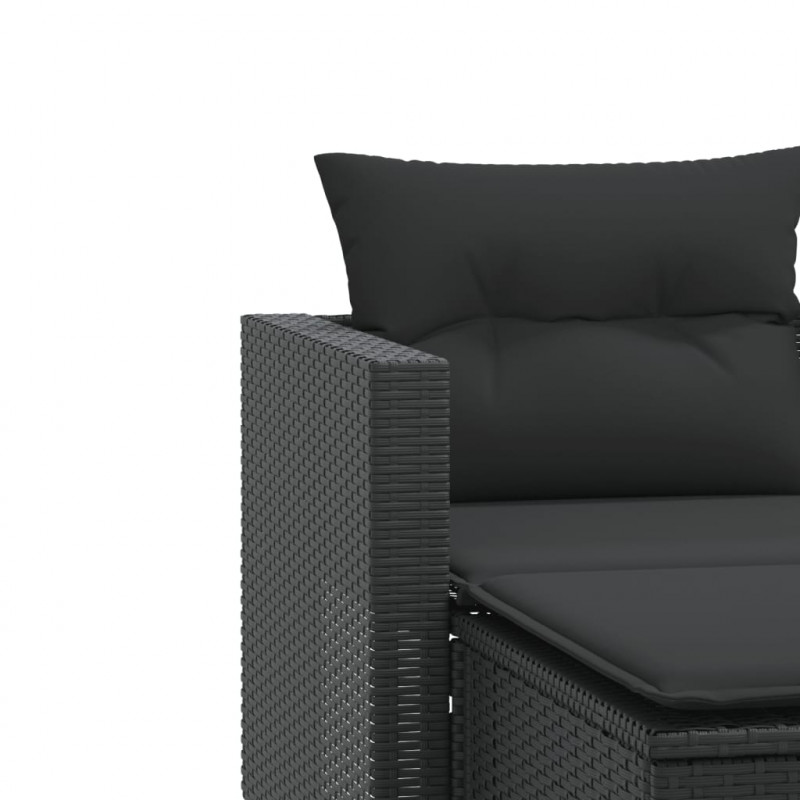 2-osobowa sofa ogrodowa z podnóżkami, czarna, polirattan