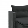 2-osobowa sofa ogrodowa z podnóżkami, czarna, polirattan