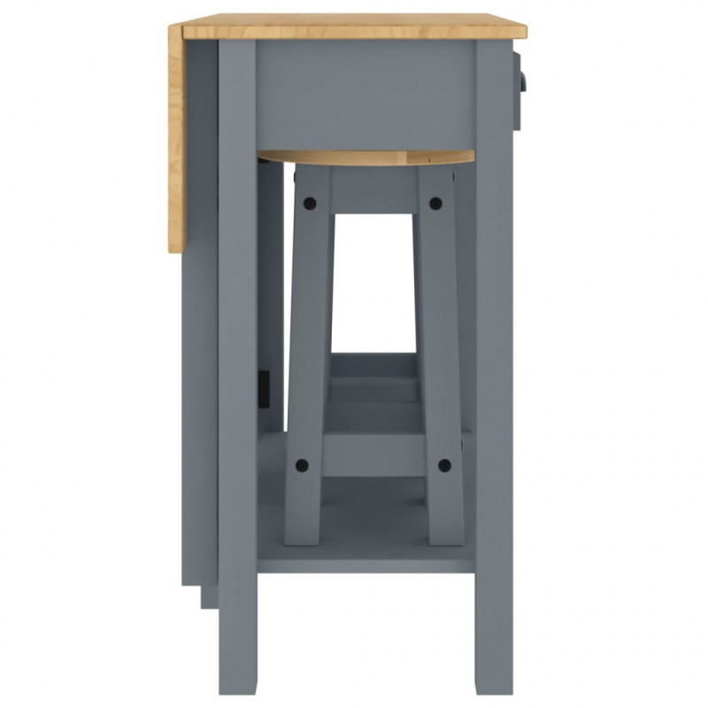 3-cz. zestaw mebli barowych, szary, lite drewno sosnowe