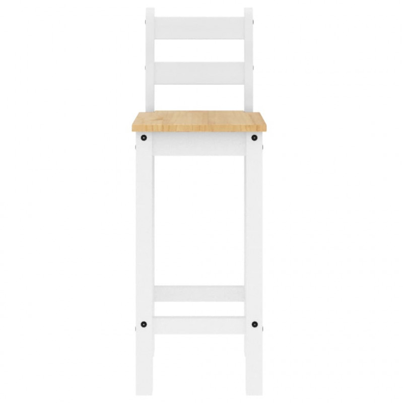 Krzesła barowe, 2 szt., białe, lite drewno sosnowe