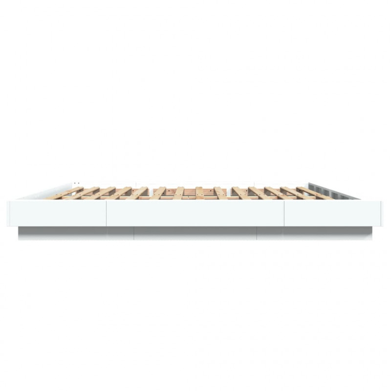 Rama łóżka, biała, 200x200 cm, materiał drewnopochodny