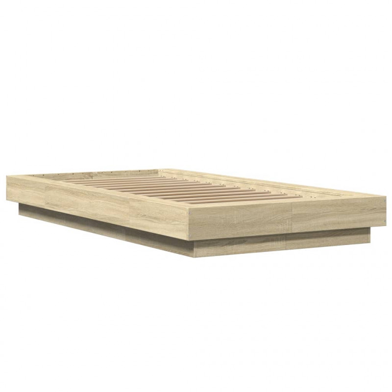 Rama łóżka z LED, dąb sonoma, 75x190cm, materiał drewnopochodny