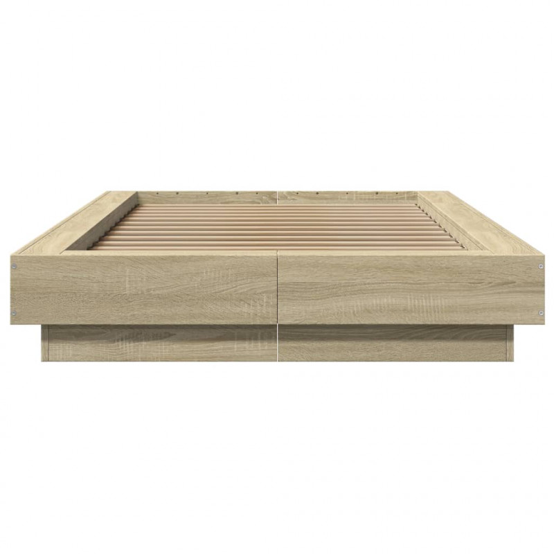 Rama łóżka z LED, dąb sonoma, 75x190cm, materiał drewnopochodny
