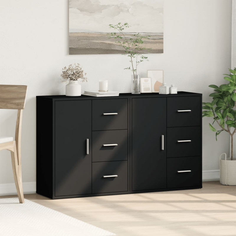 Szafki, 2 szt., czarne, 60x31x70 cm, materiał drewnopochodny