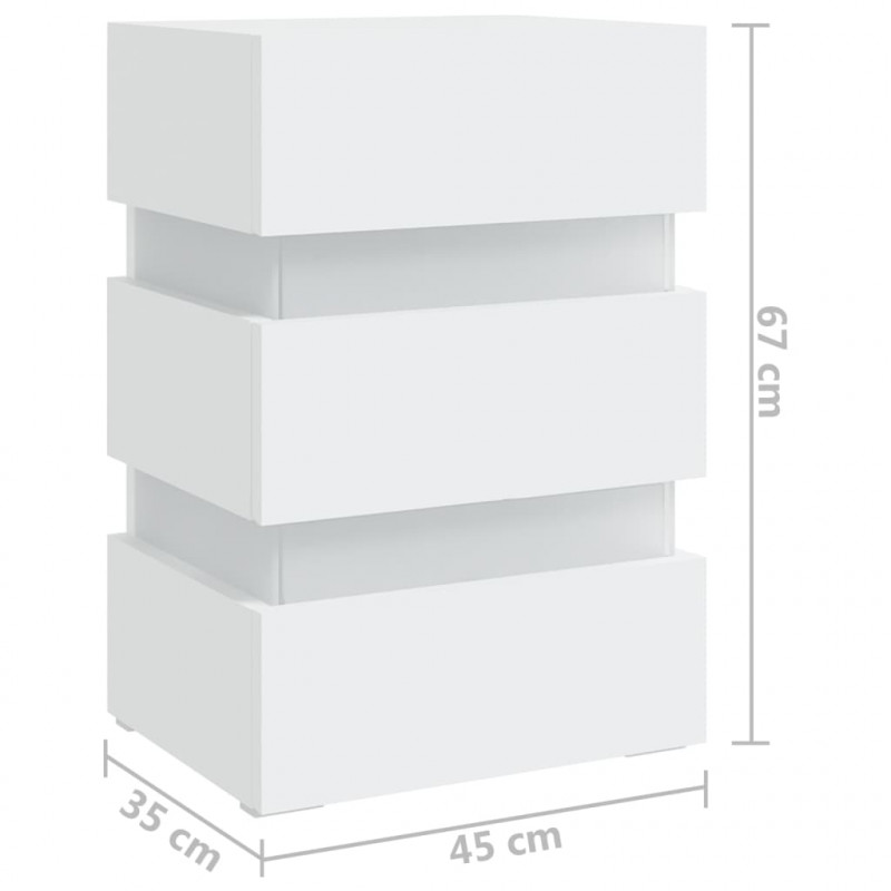 Szafka nocna z LED, biała, 45x35x67 cm, materiał drewnopochodny