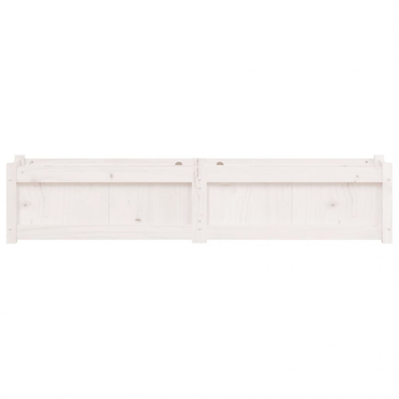 Donica ogrodowa, biała, 150x31x31 cm, lite drewno sosnowe