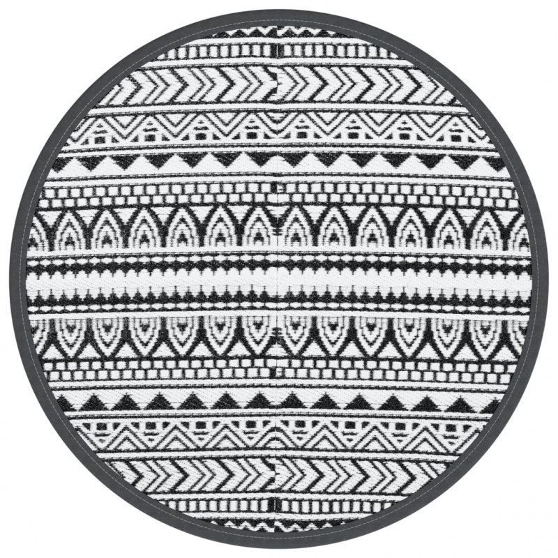 Dywan na zewnątrz, czarny, Ø120 cm, PP