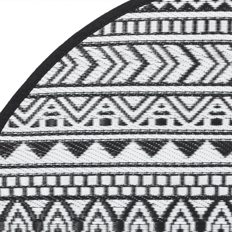 Dywan na zewnątrz, czarny, Ø120 cm, PP