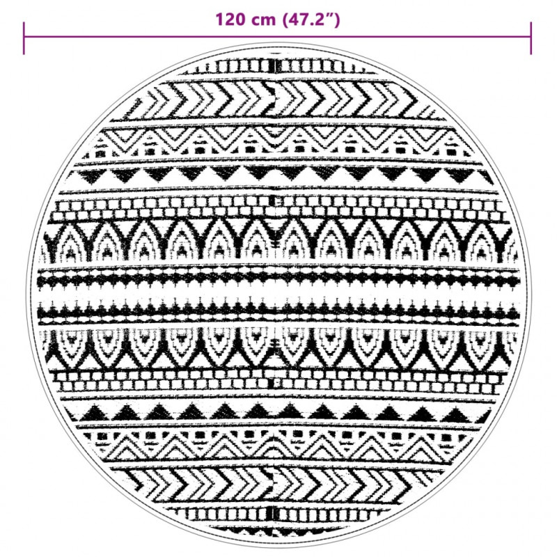 Dywan na zewnątrz, czarny, Ø120 cm, PP
