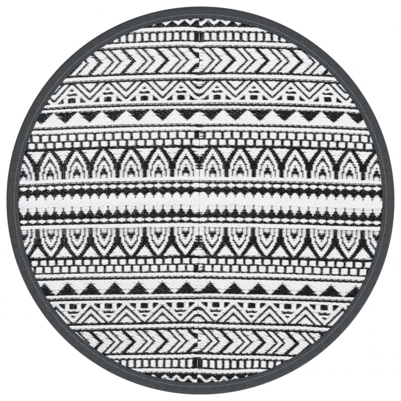 Dywan na zewnątrz, czarny, Ø200 cm, PP