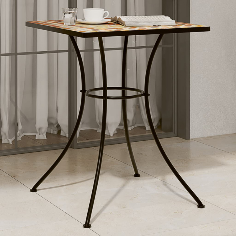 Mozaikowy stolik bistro, terakota, 60x60x74 cm, ceramiczny